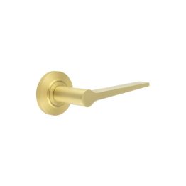 Knightsbridge Door Handle on Chamfered Rose Satin Brass - By Frelan Hardware - BUR20KIT236