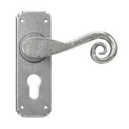 Pewter Monkeytail Lever Euro Lock Set