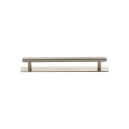 Heritage Brass Cabinet Pull Knurled Design with Plate 96mm CTC Satin Nickel Finish