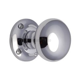Heritage Brass Mortice Knob on Rose Victoria Design Polished Chrome finish