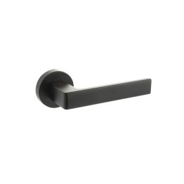 CleanTouch Anti-Bac Forme Asti Lever Door Handle on Minimal Round Rose - Matt Black