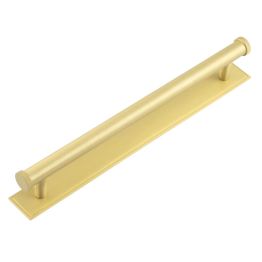 Hoxton Thaxted Cabinet Handles 224mm Ctrs Stepped Backplate Satin Brass - By Frelan Hardware - HOX-260SB-6060SB