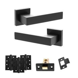 Senza Pari Panetti Door Handle Pack (Latch Set - 3" CE Latch, 4" Fire Rated Hinges x3) - Matt Black