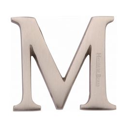 Heritage Brass Alphabet M Pin Fix 51mm (2") Satin Nickel Finish