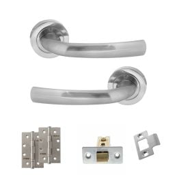 STATUS Nevada Door Handle Pack (Latch Set - 2.5" CE Latch, 4" Slim Knuckle Hinges x2) - Satin Chrome