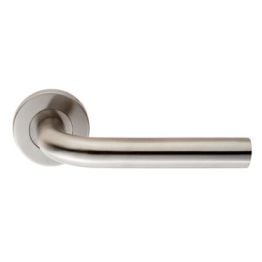 Straight Lever On Sprung Rose - Satin Stainless Steel