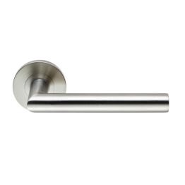 19mm Dia. Grade 4 Mitred Safety Lever On Round Rose - Satin Stainless Steel
