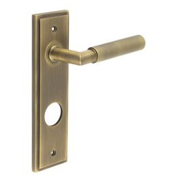 Piccadilly Door Handle Din Bathroom Backplate Antique Brass - By Frelan Hardware - BUR40KIT13