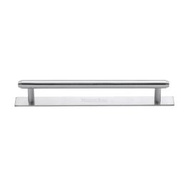 Heritage Brass Cabinet Pull Step Design with Plate 160mm CTC Satin Chrome Finish