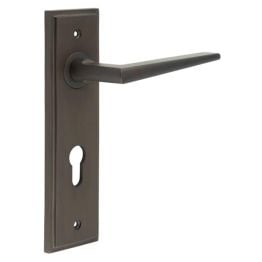 Mayfair Door Handle Din Euro Backplate Dark Bronze - By Frelan Hardware - BUR10KIT90