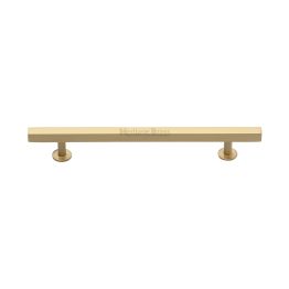 Heritage Brass Cabinet Pull Square Design with Footings 160mm CTC Satin Brass finish