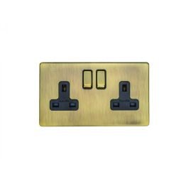 Eurolite Concealed 3mm 2 Gang Socket Antique Brass