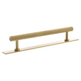 Millhouse Brass Paddington Spiral T-Bar Cabinet Pull Handle on Backplate 160mm - Satin Brass