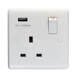 Eurolite Enhance White Plastic 1 Gang USB Socket White