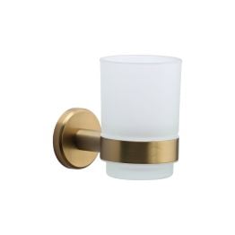 Oxford Toothbrush Holder. Wall Mounted with Frosted Glass Tumbler. Satin Brass finish