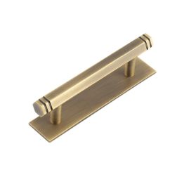Hoxton Nile Cabinet Handles 96mm Ctrs Plain Backplate Antique Brass - By Frelan Hardware - HOX-350AB-5050AB