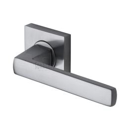 Sorrento Door Handle Lever Latch on Square Rose Axis Design Satin Chrome finish