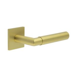 CR-102 Satin Brass Sprung Square Rose Door Handle - By Frelan Hardware - CR-102B1SB
