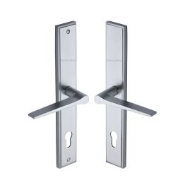 Heritage Brass Multi-Point Door Handle Lever Lock Gio RH Design Satin Chrome finish