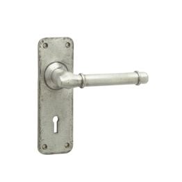Belfry Suite Door Handle on Lockplate Pewter - By Frelan Hardware - HF100