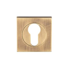 Serozzetta Square Euro Profile Escutcheon - Antique Brass