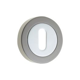 Jedo Dual Standard Keyway Escutcheons on 50mm Round Rose Polished Chrome Polished Black Nickel - By Frelan Hardware - JV503PCBN