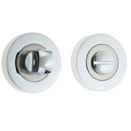 Jedo Dual Turns & Releases 50mm Round Rose no Indicator Polished Chrome / Satin Nickel - By Frelan Hardware - JV2666PCSN