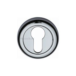 Heritage Brass Euro Profile Cylinder Escutcheon Polished Chrome Finish