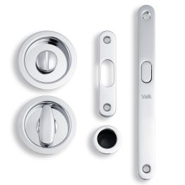 Valli Radius Sliding Door Set - Polished Chrome PVD