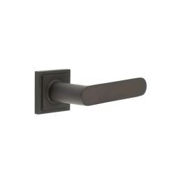 Kensington Door Handles Square Stepped Rose Dark Bronze - By Frelan Hardware - BUR25KIT85