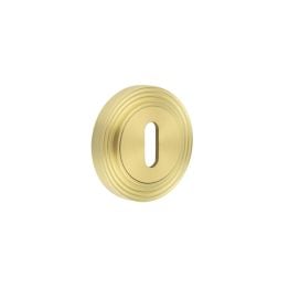 Burlington Standard Keyway Escutcheons Reeded Rose Satin Brass - By Frelan Hardware - BUR-60SB-74SB