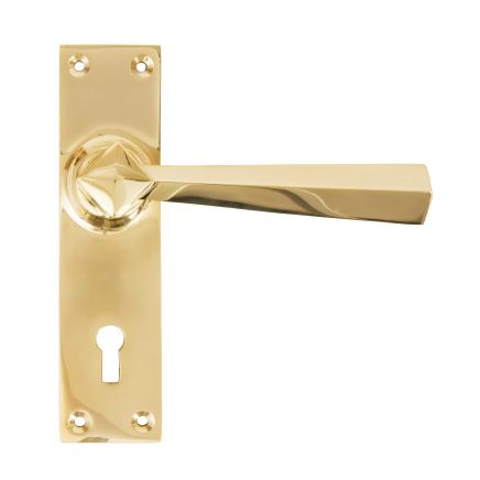 Polished Brass Straight Lever Lock Set