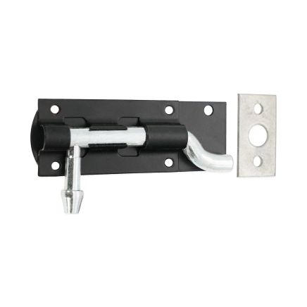 Iron Barrel Bolt - Necked 4" Black
