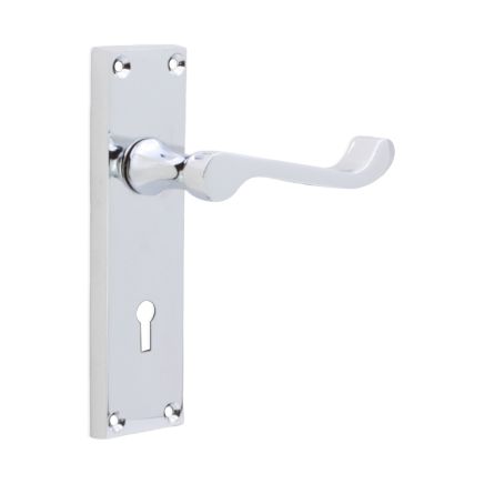 Victorian Scroll Lock Lever Handle 150mm Polished Chrome