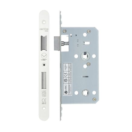 Zoo Hardware 2 Piece - DIN bathroom - 78mm c/c - backset 55mm - radius - White