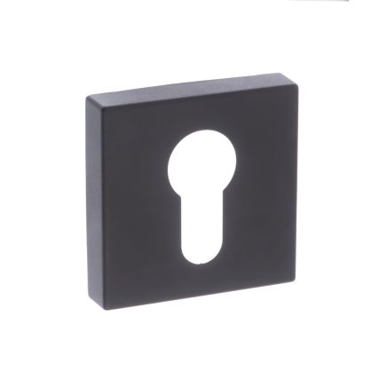 CleanTouch Anti-Bac Euro Escutcheons on Minimal Square Rose - Matt Black