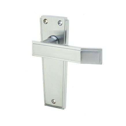 Deco Door Handle on Latchplate Satin Chrome - By Frelan Hardware - JV254SC
