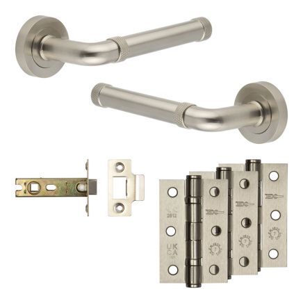 Complete Midtown Door Handle Pack - Internal Doors - Satin Nickel - 76mm / 3-inch Hinges - JE-G3B-SN