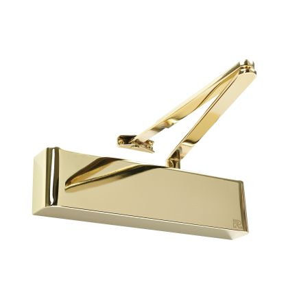 Rutland TS.9206 Door Closer c/w Semi-Radius Cover & Flatbar Armset, Polished Brass
