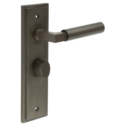 Westminster Door Handle Bathroom Backplate Dark Bronze & Turn & Release - By Frelan Hardware - BUR-30DB-453DB-81DB