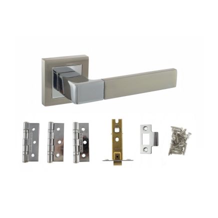 Atlantic Montana Door Pack Bundle (2.5" Latch, 3"x2" Hingesx3) - Satin Nickel/Polished Chrome