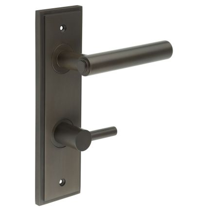 Richmond Door Handle Din Bathroom Backplate Dark Bronze & Turn & Release - By Frelan Hardware - BUR-45DB-456DB-82DB