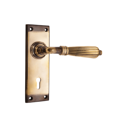Regency Lever on Backplate Lock Aged Brass
