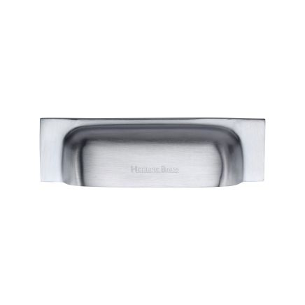 Heritage Brass Drawer Pull Military Design 96mm CTC Satin Chrome Finish