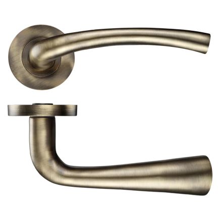 Zoo Hardware Assisi lever on round rose - Florentine Bronze