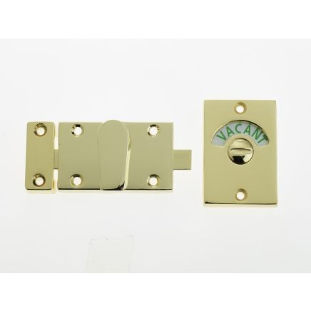 Jedo Bathroom Indicator Bolt 61x42mm 61x42mm Brass Finish - By Frelan Hardware - JV2662PVD