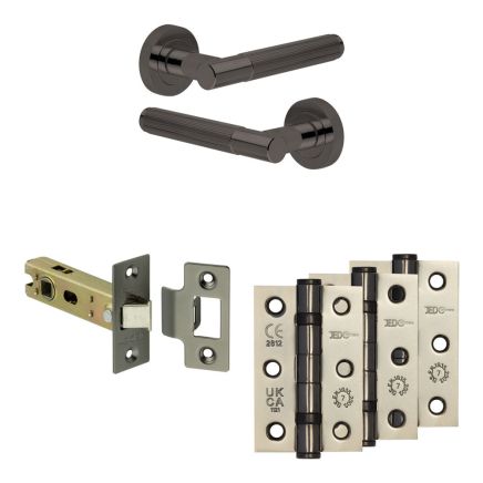 Complete Venice Door Handle Pack - Internal Doors - Black Nickel - 76mm / 3-inch Hinges - JE-F3B-BN