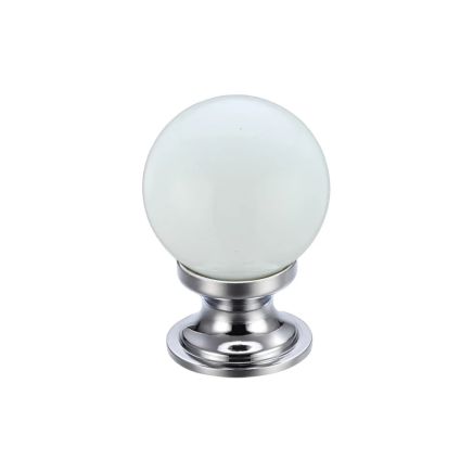 Zoo Hardware Glass Ball Cabinet Knob - Plain 25mm - White