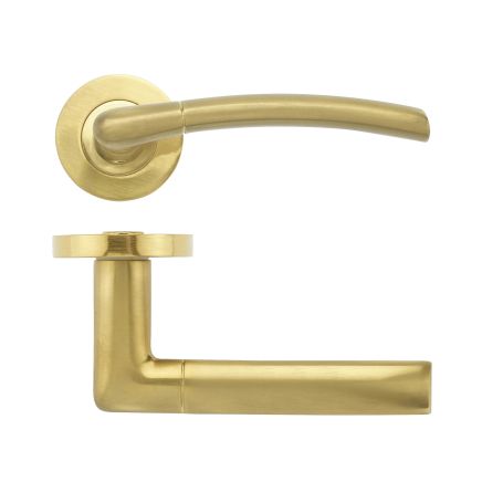 Zoo Hardware Olympus lever on round rose - Favo Satin Brass