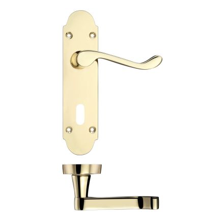 Zoo Hardware Project Oxford lever on lock backplate - 168mm x 42mm - Electro Brass